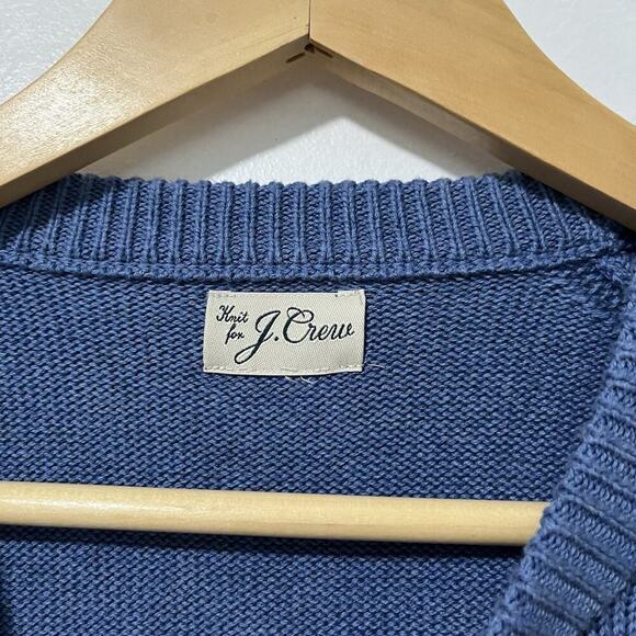 J Crew Heritage Chunky Knit Mens Crewneck Sweater Size L Heather Twilight Preppy - Picture 3 of 6